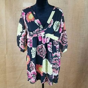 CAbi women S blouse sheer short sleeve shirt empire waist cottagecore dark Fairy